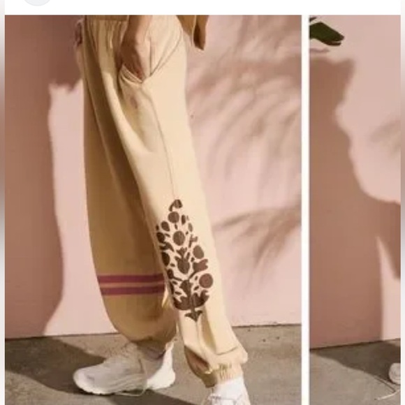 Free People Movement All Star Logo Pants in a cream color. - Picture 4 of 9